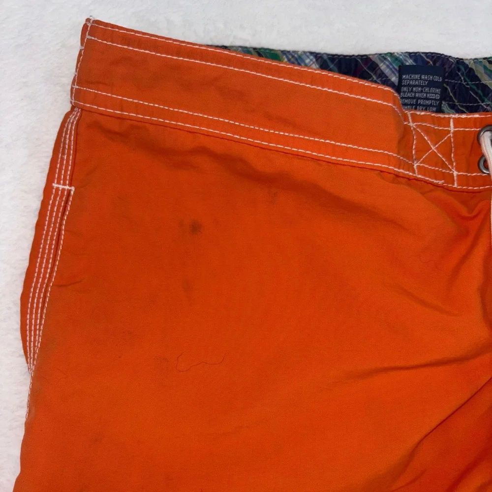 Polo Ralph Lauren Mens Orange Board Shorts Cargo Swim Trunks Size L Pony Logo
